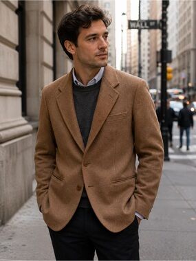 Yves Saint Laurent Men's Camel Brown Wool Sport Coat